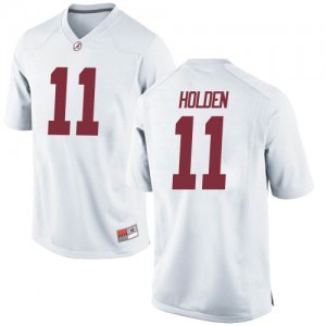Men Alabama Crimson Tide Traeshon Holden #11 College White Replica Football Jersey 315850-879
