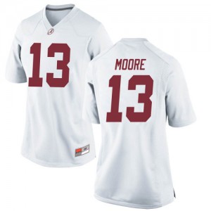 Women Alabama Crimson Tide Malachi Moore #13 College White Game Football Jersey 673359-502