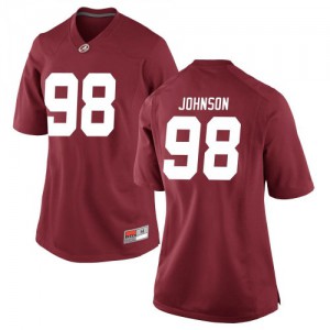 Women Alabama Crimson Tide Sam Johnson #98 College Crimson Game Football Jersey 515504-709